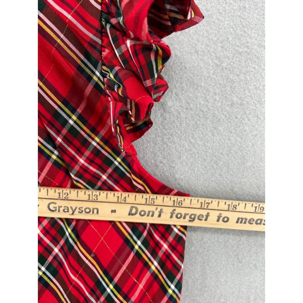 NWT Vineyard Vines Dress Girls Sz 4 Red Tartan Plaid Ruffle Cap Sleeve Midi - Picture 9 of 15